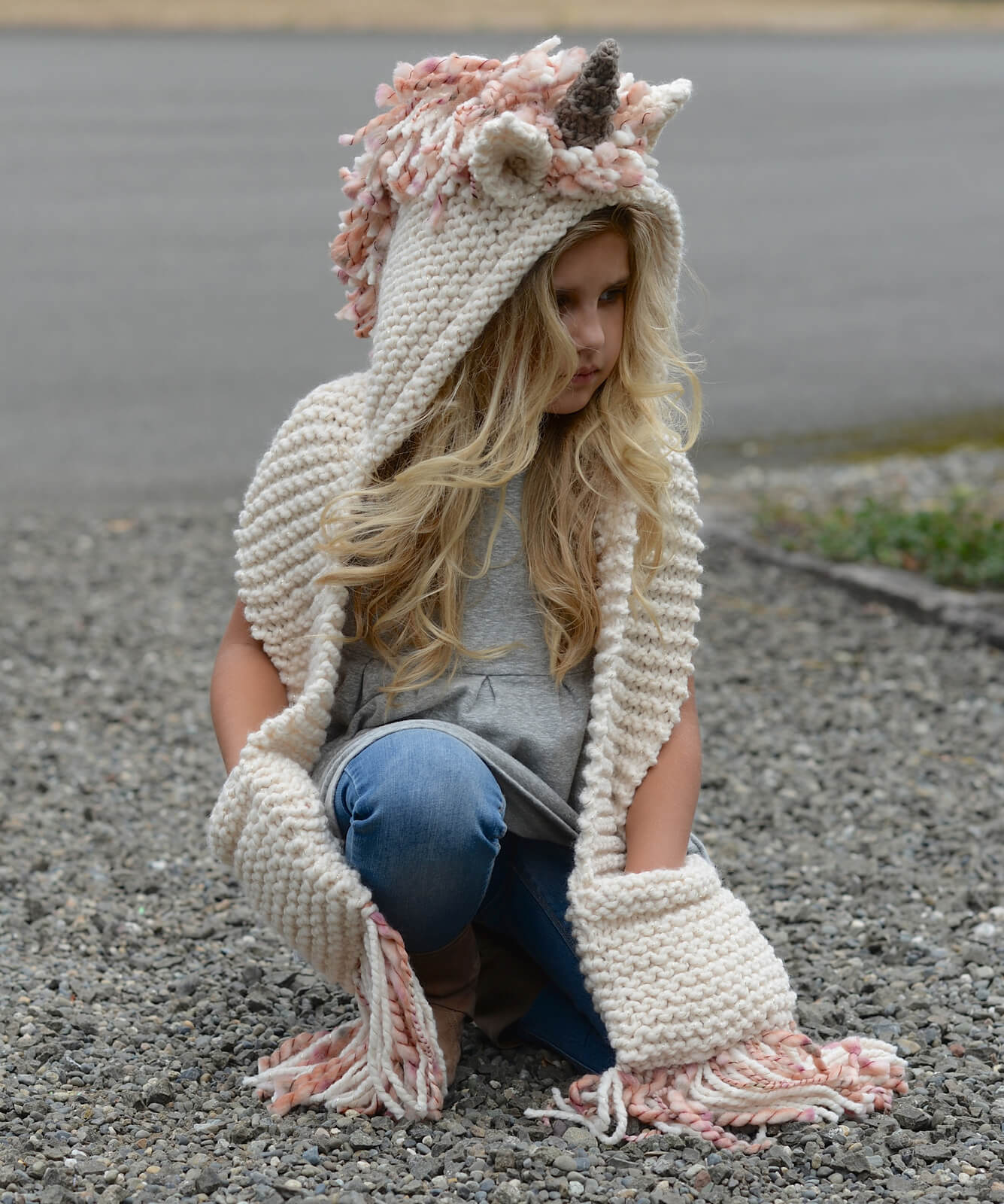 Unice Unicorn Hooded Scarf Knitting Pattern