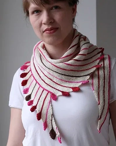 Fun Pompom Shawlette Knitting Pattern