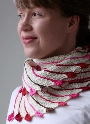 Fun Pompom Shawlette Knitting Pattern
