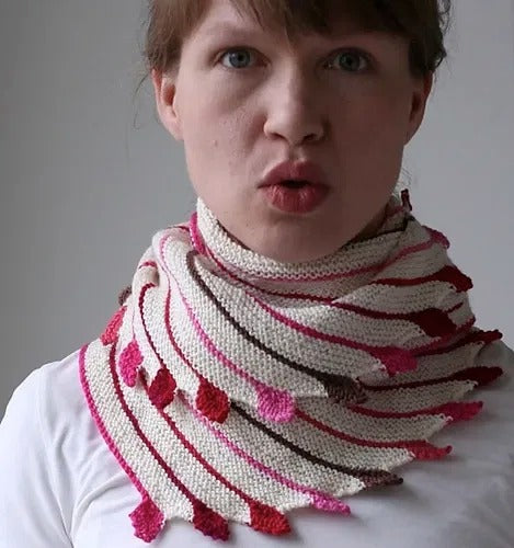 Fun Pompom Shawlette Knitting Pattern