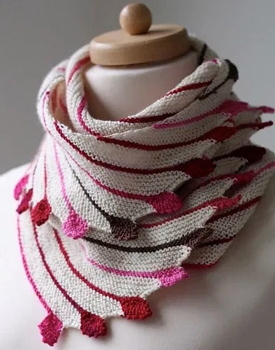Fun Pompom Shawlette Knitting Pattern