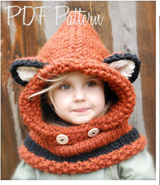 Fox Cowl Knitting Pattern (12/18 months - Toddler - Child - Adult sizes)