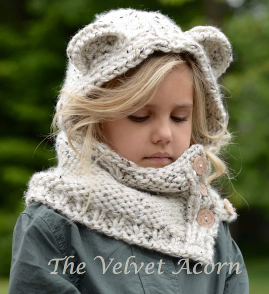Polar Bear Cowl Knitting Pattern (12/18 month - Toddler - Child - Adult sizes)
