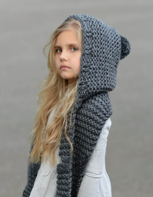 Cozy Hooded Scarf Knitting Pattern (All Sizes)